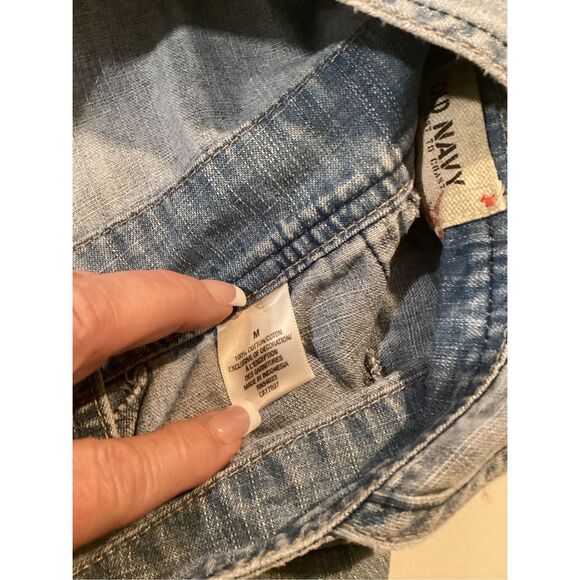 Old Navy Womens Denim Overall Skirt Skirtall Sz M Paisley Hem - Picture 7 of 8